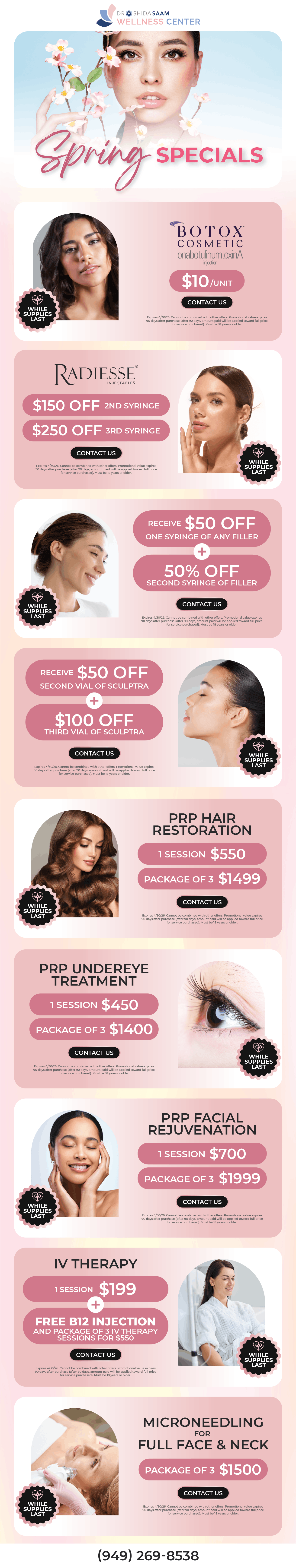 Dr Saam Wellness Spring Specials 2026 Newsletter